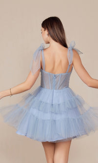 Shoulder-Tie Short Ruffled A-Line Hoco Dress Y858