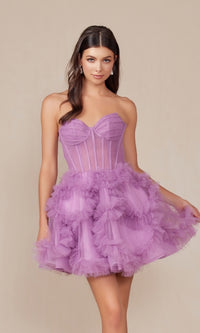 Short Strapless Ruffled Homecoming Dress Y859