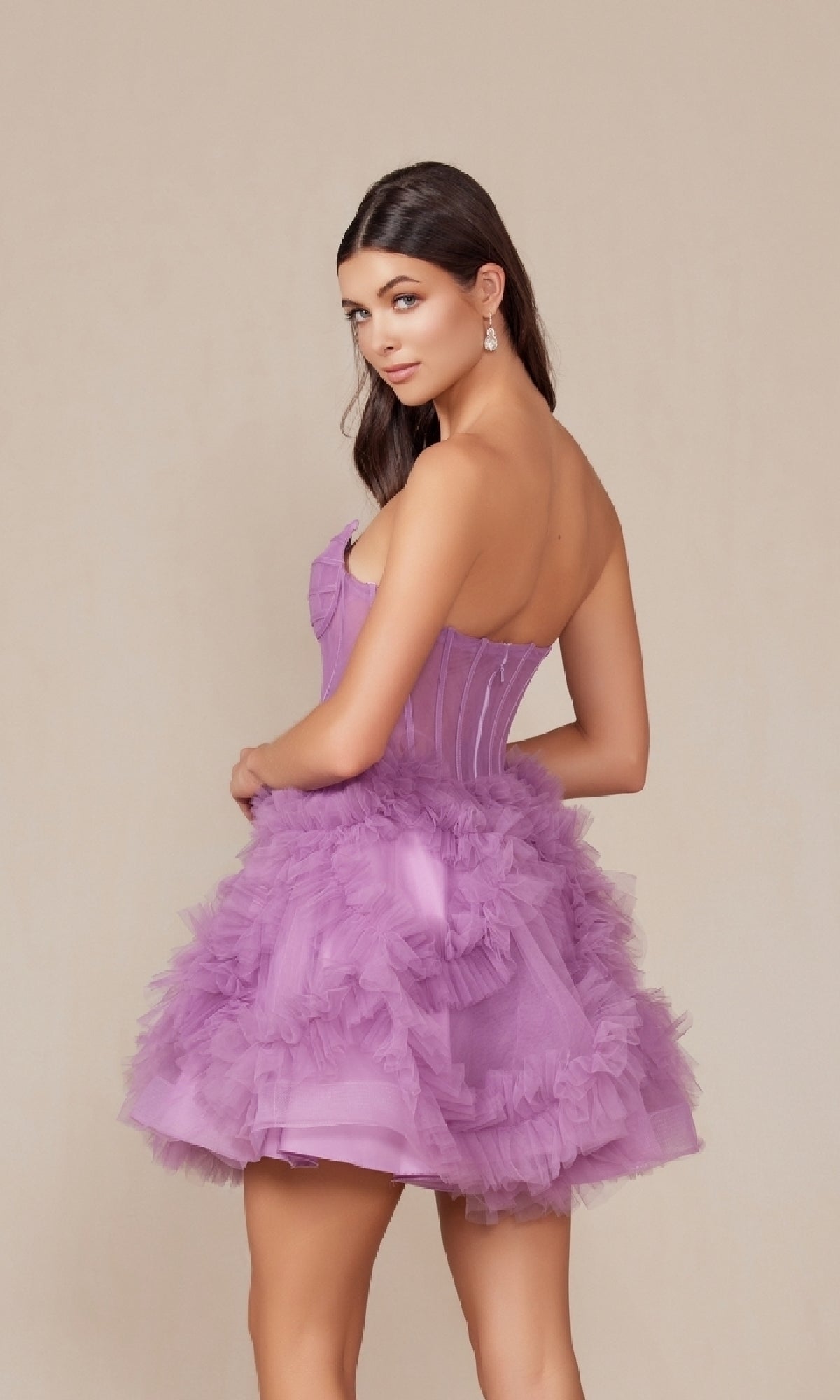 Short Strapless Ruffled Homecoming Dress Y859