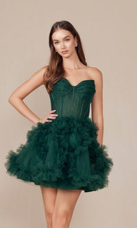 Short Strapless Ruffled Homecoming Dress Y859