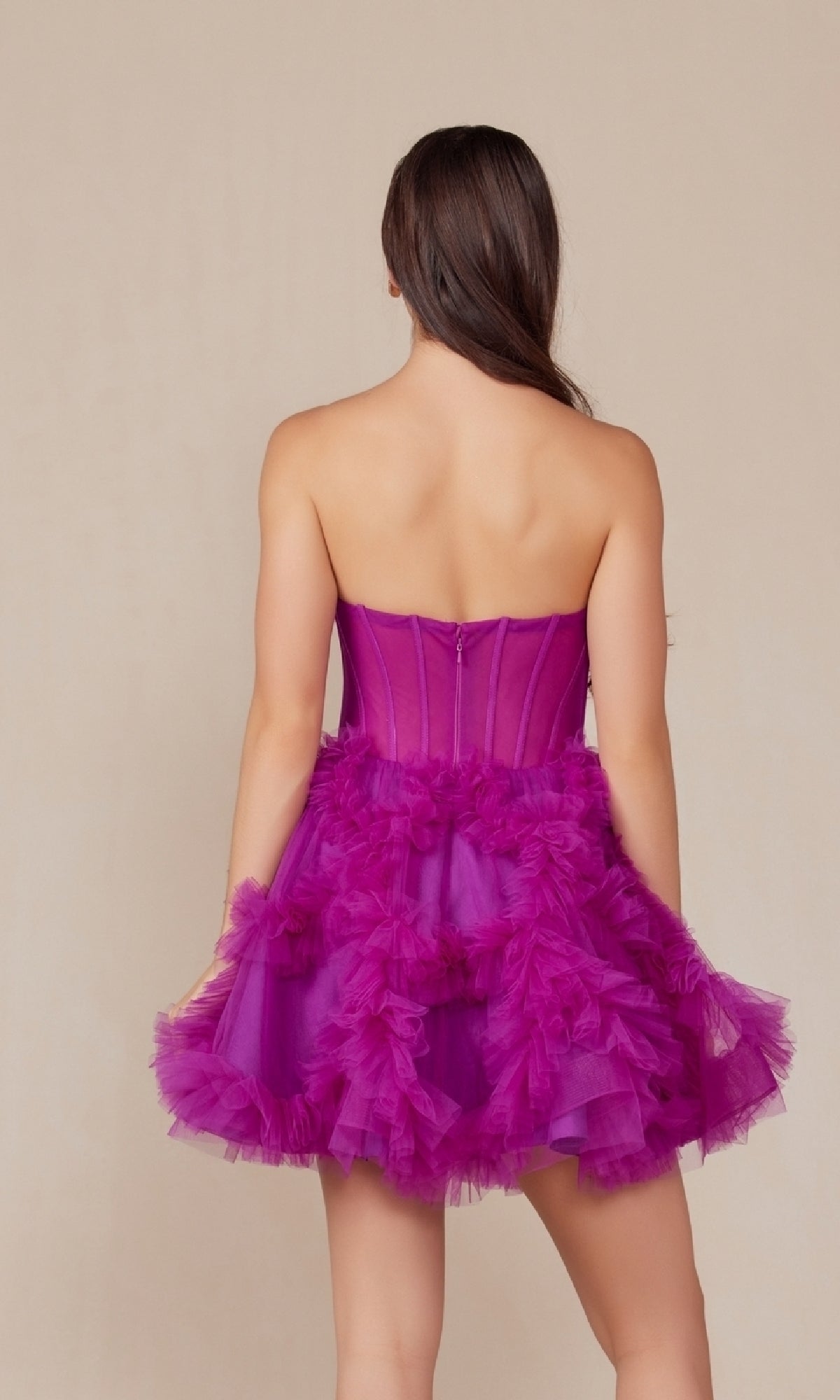 Short Strapless Ruffled Homecoming Dress Y859