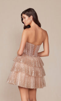 Strapless Short Champagne Glitter Hoco Dress Y863