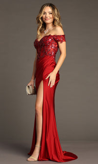 Sequin-Bodice Long Prom Dress: Chicas YG5027