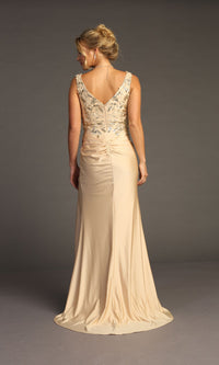 Sequin-Bodice Long Prom Dress: Chicas YG5032