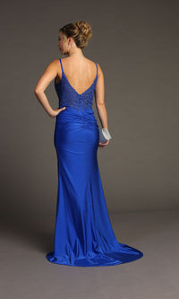 Lace-Bodice Slinky Long Prom Dress: Chicas YG5033