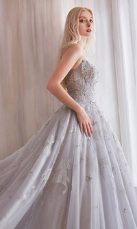 Constellation-Print Strapless Prom Ball Gown A0890