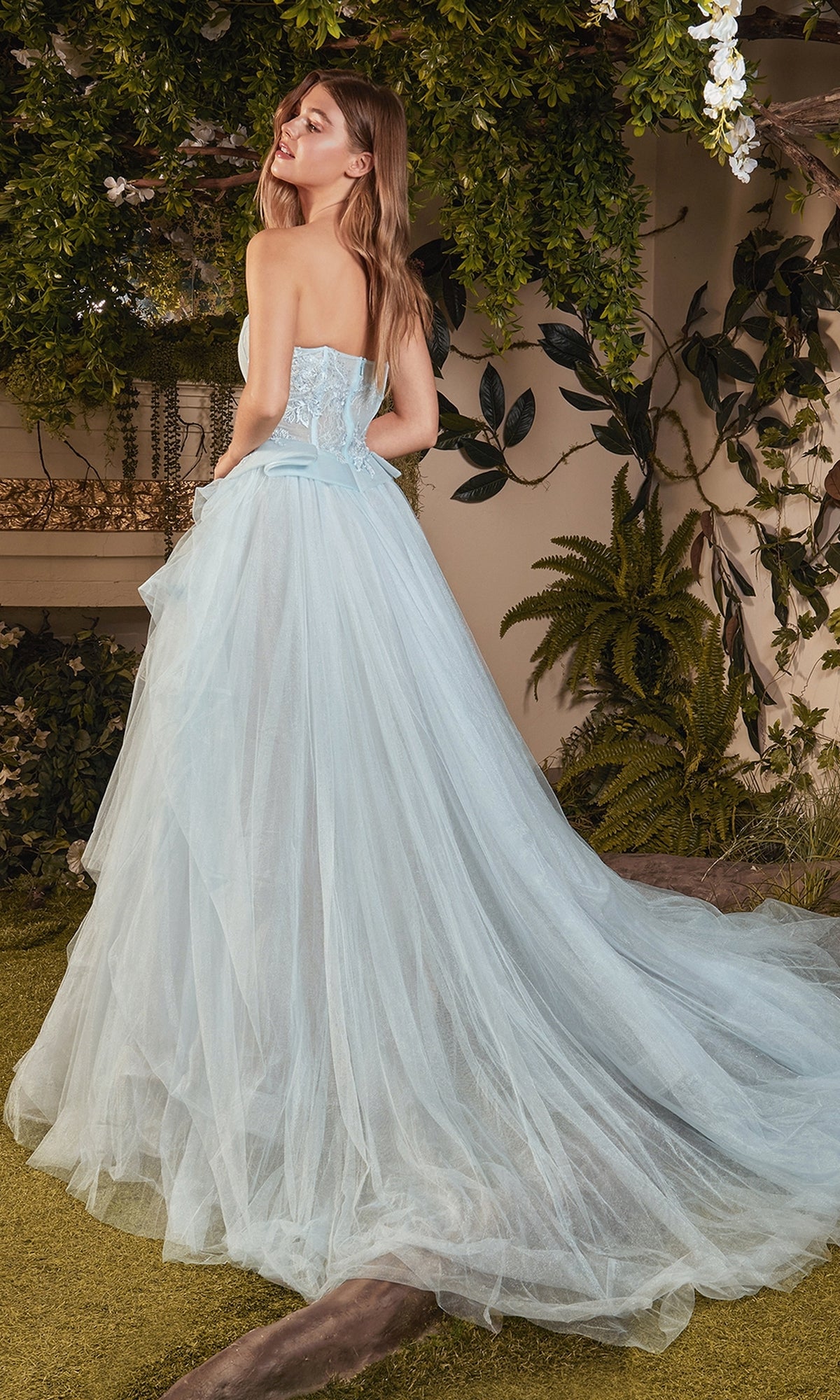 Strapless Long Prom Dress A1021 with Butterflies