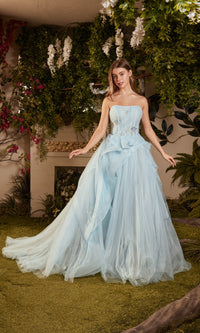 Strapless Long Prom Dress A1021 with Butterflies