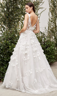 White 3D Flower Wedding Gown A1042W