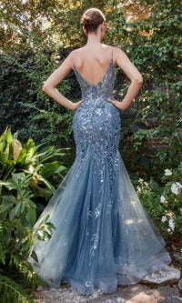 Sequin-Print V-Neck Long Mermaid Prom Dress A1118