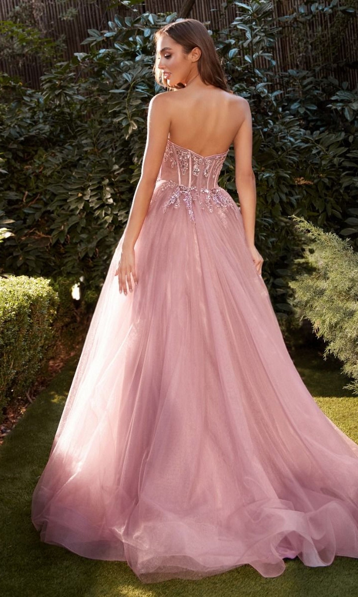 Strapless Long Rose Pink Prom Dress A1267