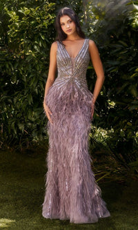 Long Feather Prom Dress: Andrea and Leo A1273