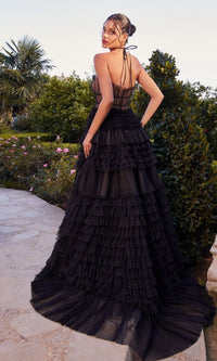 Long Black Ruffled Prom Gown: Andrea and Leo A1335