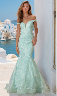 Off-the-Shoulder Sequin Mermaid Prom Dress 2412