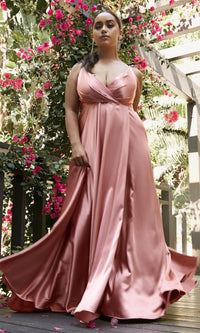 Shoulder-Tie Long Satin V-Neck Prom Dress BD105