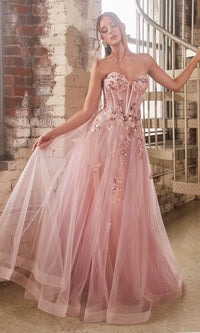 Strapless Blush Pink Long Prom Ball Gown CB142