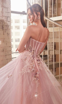 Strapless Blush Pink Long Prom Ball Gown CB142