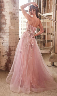 Strapless Blush Pink Long Prom Ball Gown CB142