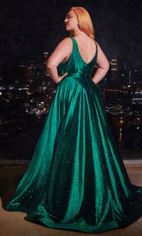 Plus Long Glitter Prom Dress: Ladivine CC2349C