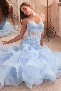 Ruffle Mermaid Prom Dress CC8915 by Ladivine