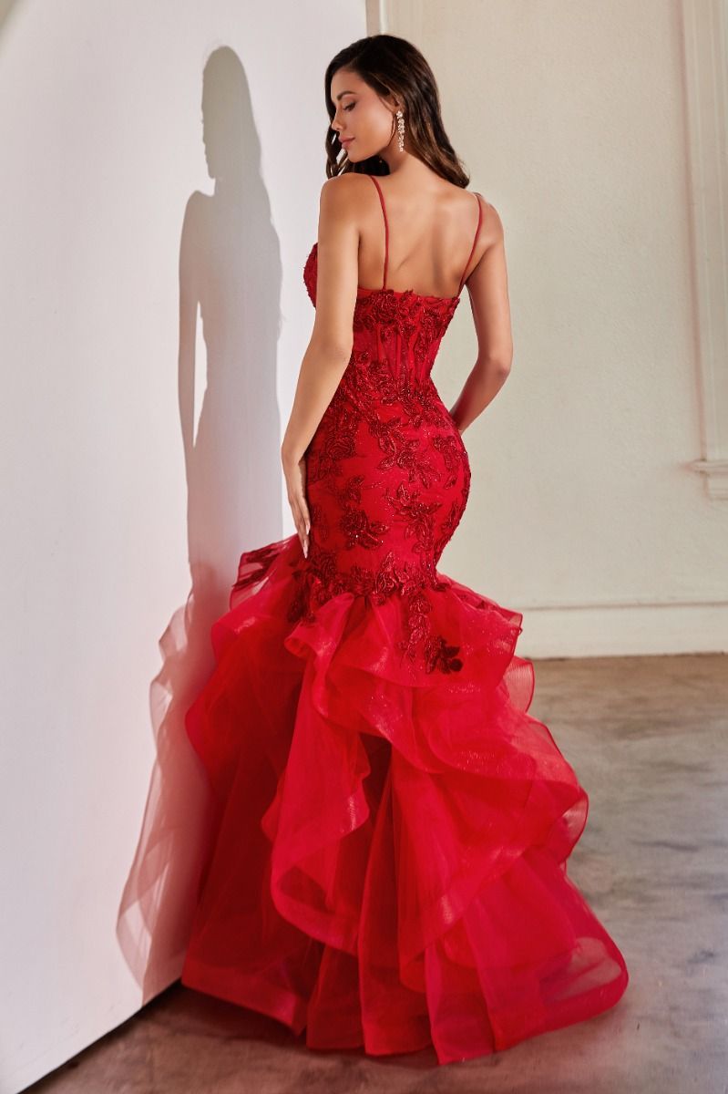 Red Fitted Mermaid Prom dresses