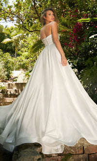 Strapless Long White Satin Formal Dress CD0166W