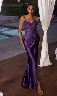 Twist-Front Sheer-Waist Long Prom Dress CD0176