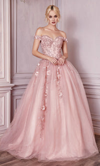 Off-Shoulder Long Sweetheart Prom Ball Gown CD0185