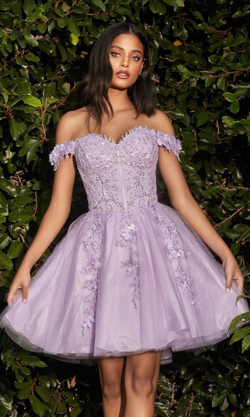 Off Shoulder Floral Short Homecoming Dress PromGirl