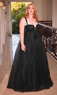 Plus-Size Sequin-Bodice Long Prom Dress CD0217C