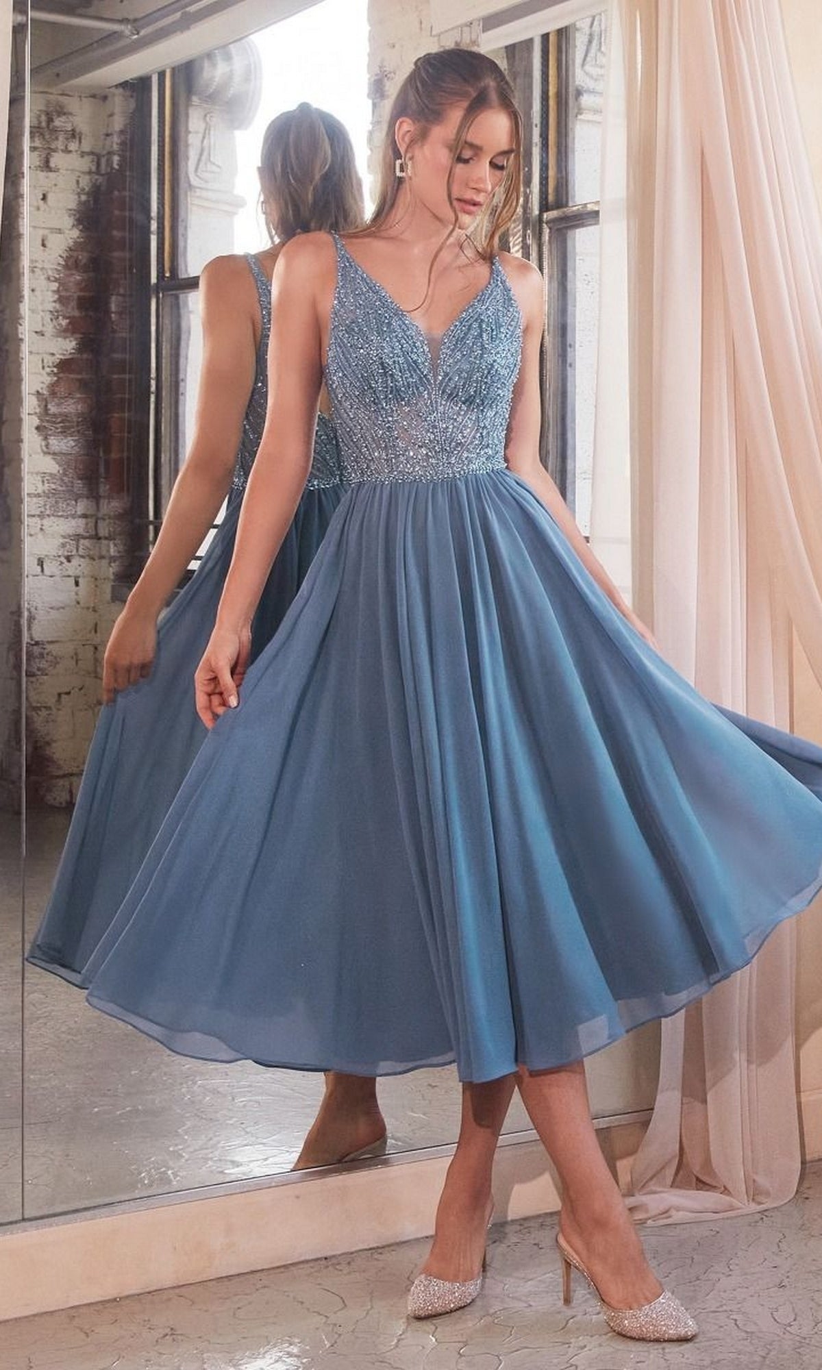 Smokey Blue Bridesmaid Dress