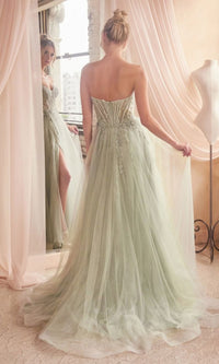 Strapless Sheer-Corset Long Prom Ball Gown CD0230