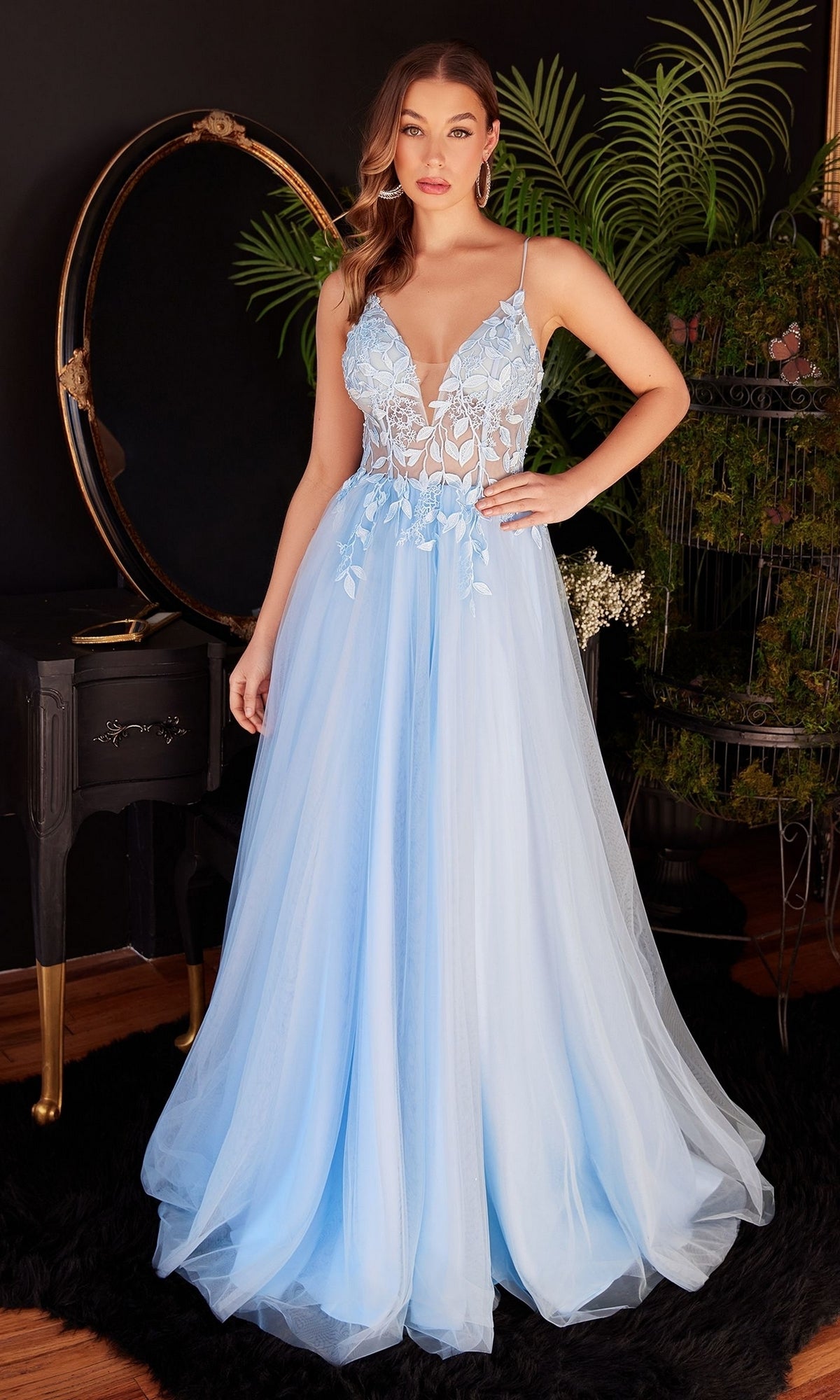 Long A-Line Prom Dress with Sheer Bodice - PromGirl