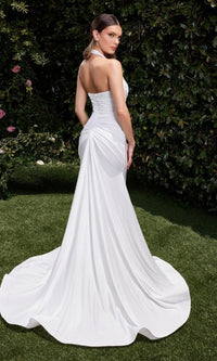 Long White Halter Prom Dress: Ladivine CD796W