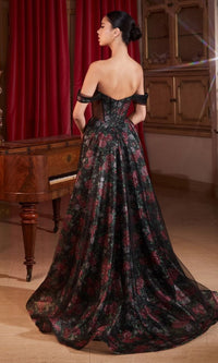 Off-Shoulder Long Floral-Print Prom Dress CD806