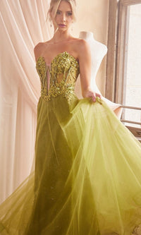 Long Sleeve Strapless Long A-Line Prom Dress CD830