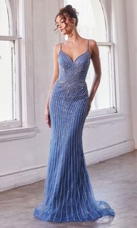 Rhinestone Contour Long Prom Dress CD845