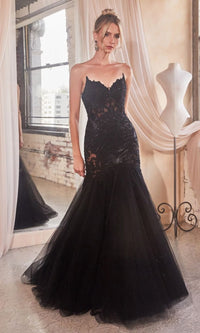 Strapless Long Lace Mermaid Prom Dress CDS482