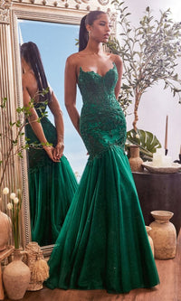 Strapless Long Lace Mermaid Prom Dress CDS482