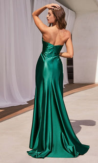 Pleated-Bodice Strapless Long Prom Dress CDS487