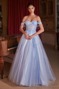 Light Blue Prom Ball Gown CDS490 by Ladivine