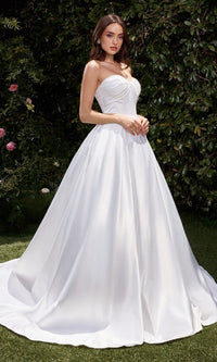 White Satin Formal Ball Gown: Ladivine CDS512W