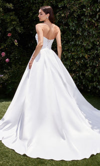 White Satin Formal Ball Gown: Ladivine CDS512W