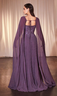 Shoulder-Cape Long Prom Dress: Ladivine CJ937