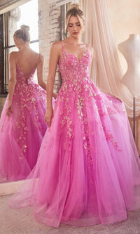 Long Prom Ball Gown with Flowers CM347