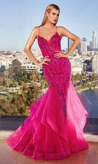 Long Pink Glitter-Print Mermaid Prom Dress CM353