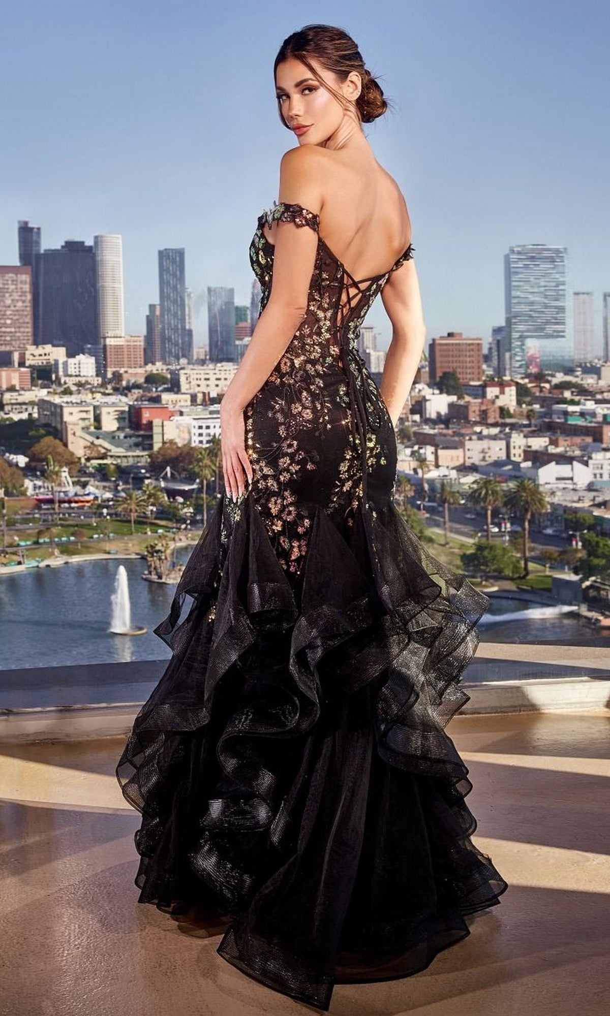 Embroidered Black Mermaid Prom Dress CM354