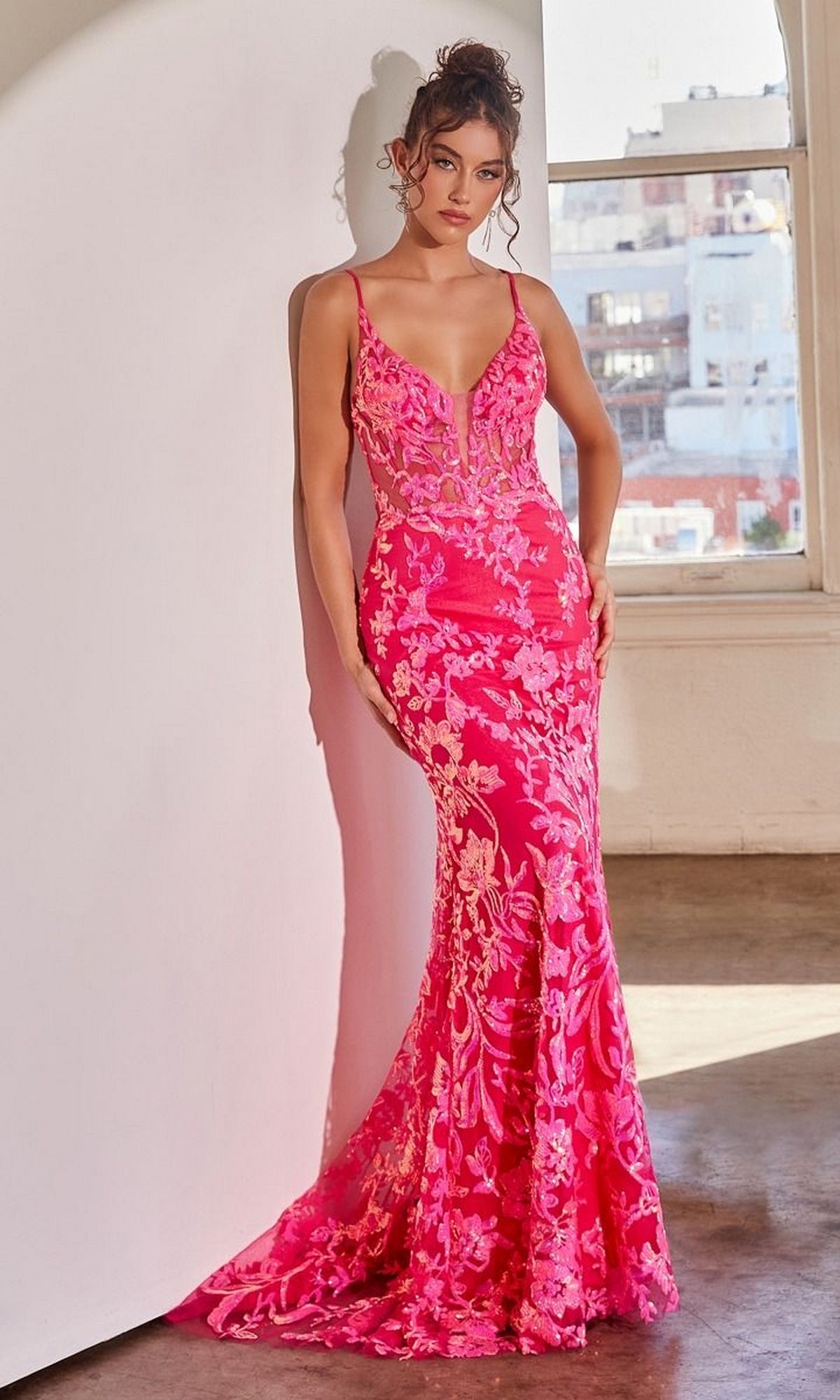 Fuchsia Pink Printed Full Length Dress – SeemaThukral