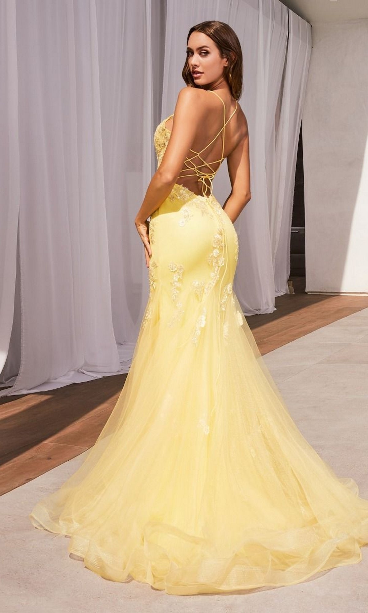 Yellow Mermaid Prom Dresses