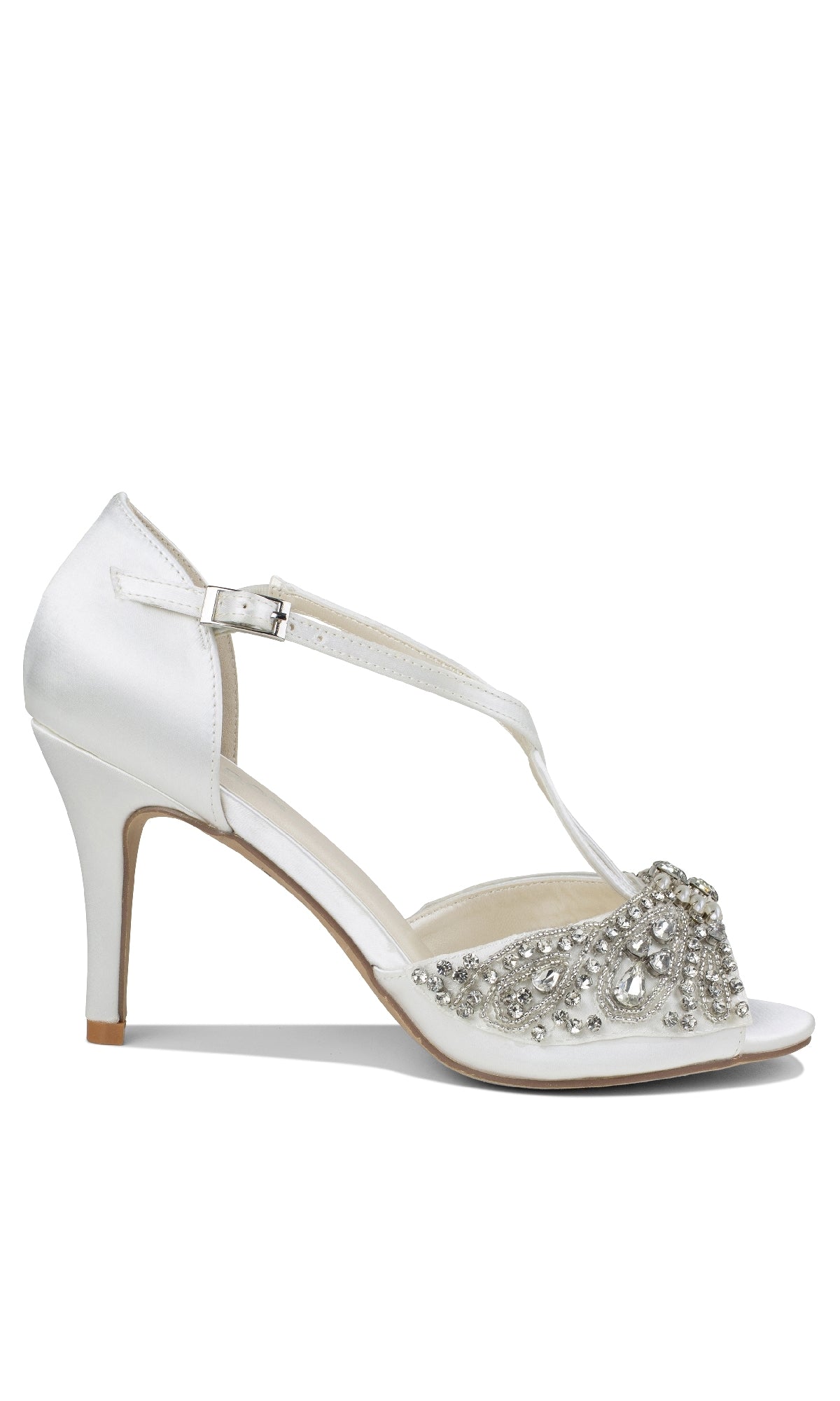 Elin Ivory Satin Prom Shoes: Paradox London P2204